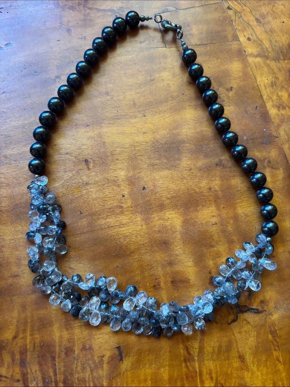 Hematite & Rutilated Quartz Statement Necklace - Picture 3 of 3